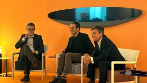 Fede Linares, Eduardo Madina y Borja Semper en ARCO